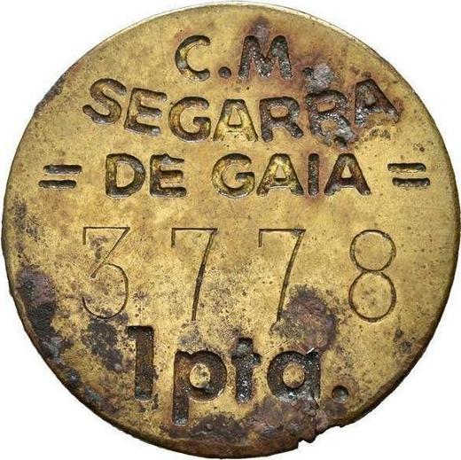 Avers 1 Peseta Ohne jahr (1936-1939) "Segarra de Gaia" Messing - Münze Wert - Spanien, II Republik