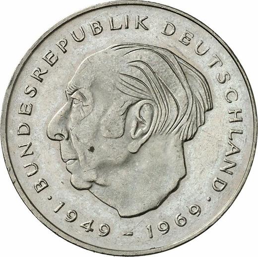 Аверс монеты - 2 марки 1987 года F "Теодор Хойс" - цена  монеты - Германия, ФРГ