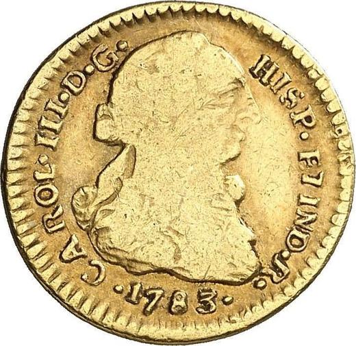 Awers monety - 1 escudo 1783 So DA - cena złotej monety - Chile, Karol III