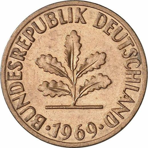 Реверс монеты - 2 пфеннига 1969 года D "Тип 1967-2001" - цена  монеты - Германия, ФРГ