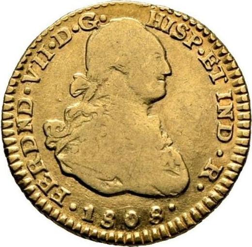 Аверс монеты - 1 эскудо 1808 года P JF - цена золотой монеты - Колумбия, Фердинанд VII