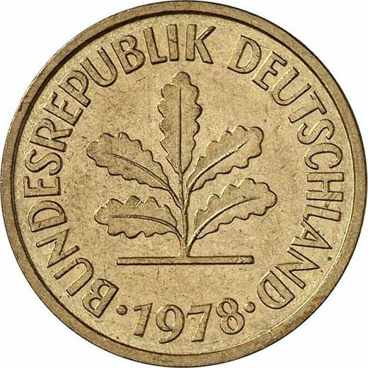 Реверс монеты - 5 пфеннигов 1978 года F - цена  монеты - Германия, ФРГ
