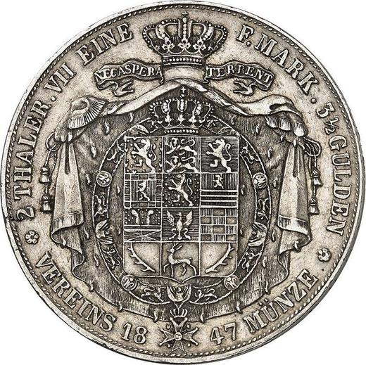 Reverso 2 táleros 1847 CvC - valor de la moneda de plata - Brunswick-Wolfenbüttel, Guillermo