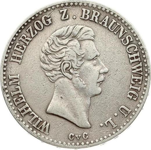Аверс монеты - Талер 1842 года CvC - цена серебряной монеты - Брауншвейг-Вольфенбюттель, Вильгельм