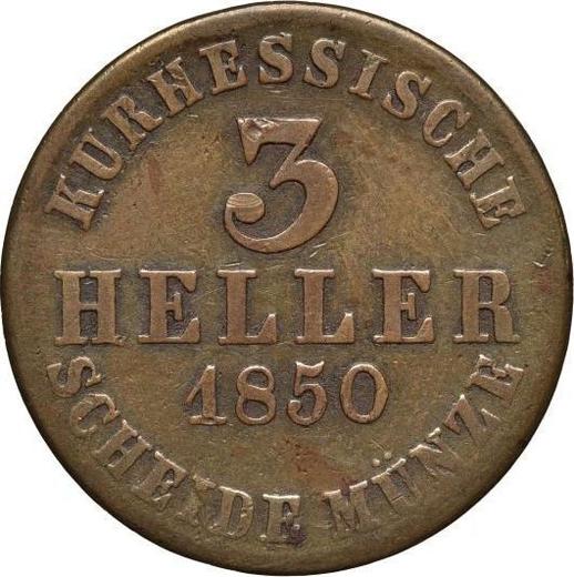 Rewers monety - 3 heller 1850 - cena  monety - Hesja-Kassel, Fryderyk Wilhelm I