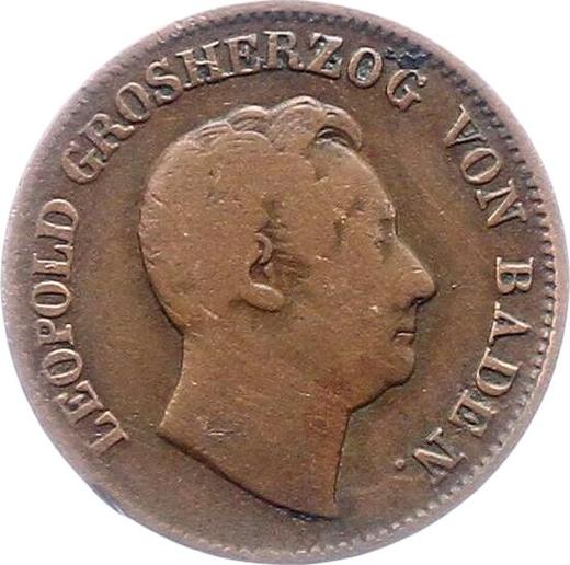 Anverso 1 Kreuzer 1846 "Tipo 1845-1852" - valor de la moneda  - Baden, Leopoldo I de Baden