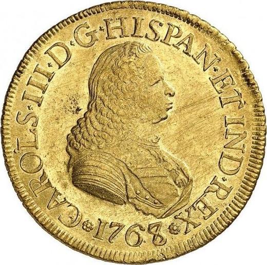 Аверс монеты - 8 эскудо 1768 года PN J "Тип 1760-1771" - цена золотой монеты - Колумбия, Карл III