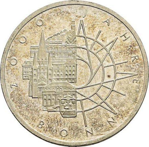 Аверс монеты - 10 марок 1989 года D "Бонн" Брак чеканки Лихтенраде - цена серебряной монеты - Германия, ФРГ