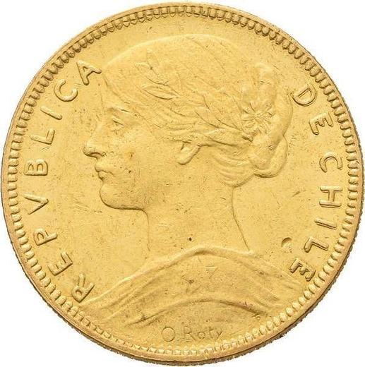 Аверс монеты - 20 песо 1910 года So - цена золотой монеты - Чили, Республика