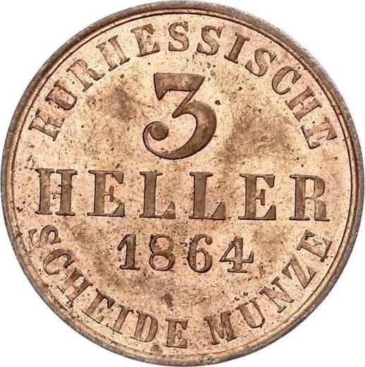 Reverso 3 Heller 1864 - valor de la moneda  - Hesse-Cassel, Federico Guillermo