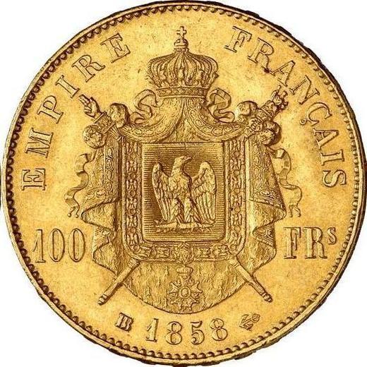 Reverse 100 Francs 1858 BB "Type 1855-1860" Strasbourg - France, Napoleon III