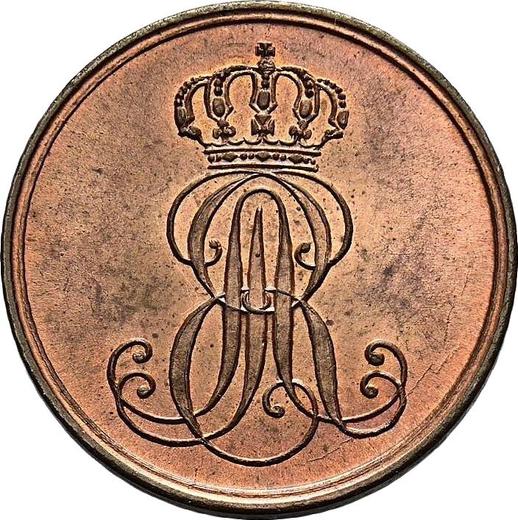 Аверс монеты - 1 пфенниг 1849 года B - цена  монеты - Ганновер, Эрнст Август