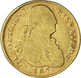 Anverso 4 escudos 1807 So FJ - valor de la moneda de oro - Chile, Carlos IV