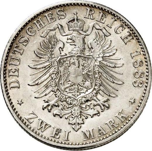 Реверс монеты - 2 марки 1883 года D "Бавария" - цена серебряной монеты - Германия, Германская Империя