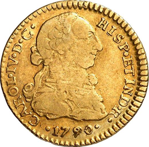 Аверс монеты - 1 эскудо 1790 года So DA - цена золотой монеты - Чили, Карл IV