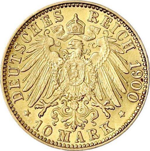 Reverso 10 marcos 1900 J "Hamburg" - valor de la moneda de oro - Alemania, Imperio alemán