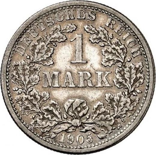 Аверс монеты - 1 марка 1905 года F "Тип 1891-1916" - цена серебряной монеты - Германия, Германская Империя
