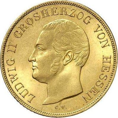 Awers monety - 10 guldenów 1842 C.V.  H.R. - cena złotej monety - Hesja-Darmstadt, Ludwik II