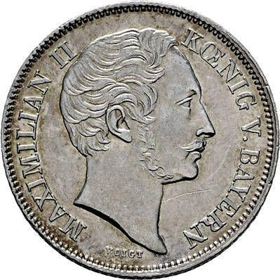 Аверс монеты - 1/2 гульдена 1848 года - цена серебряной монеты - Бавария, Максимилиан II