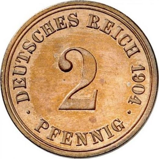 Anverso 2 Pfennige 1904 A "Tipo 1904-1916" - valor de la moneda  - Alemania, Imperio alemán
