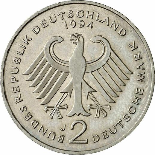 Реверс монеты - 2 марки 1994 года J "Вилли Брандт" - цена  монеты - Германия, ФРГ
