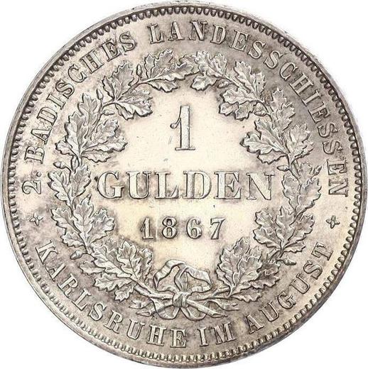 Rewers monety - 1 gulden 1867 "Festiwal strzelecki" - cena srebrnej monety - Badenia, Fryderyk I