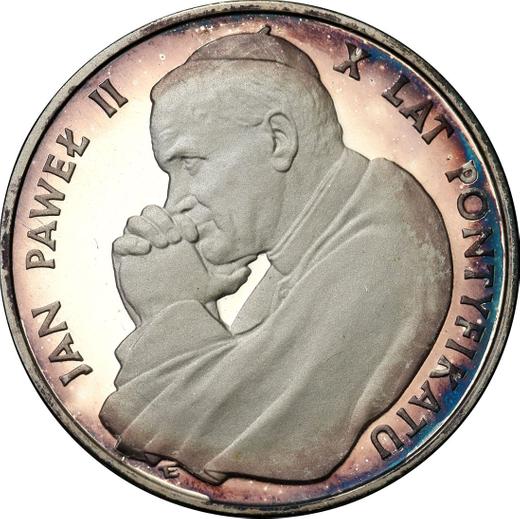 Reverso 10000 eslotis 1988 MW ET "Juan Pablo II - 10 años de Pontificado" Plata - valor de la moneda de plata - Polonia, República Popular