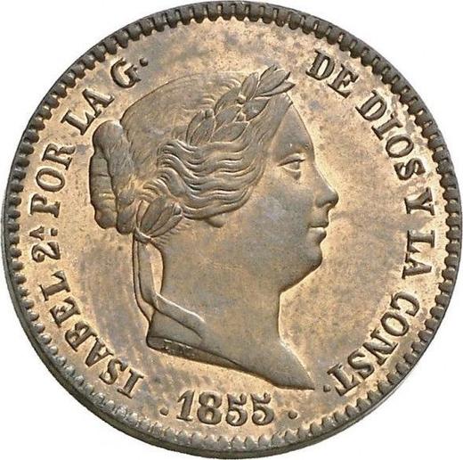 Anverso 10 Céntimos de real 1855 - valor de la moneda  - España, Isabel II