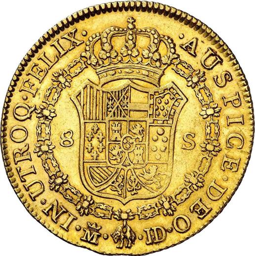Реверс монеты - 8 эскудо 1784 года M JD - цена золотой монеты - Испания, Карл III
