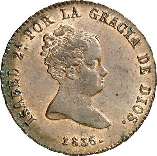 Аверс монеты - 4 мараведи 1836 года - цена  монеты - Испания, Изабелла II