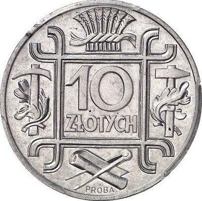 Реверс монеты - Пробные 10 злотых 1938 года Алюминий - цена  монеты - Польша, II Республика