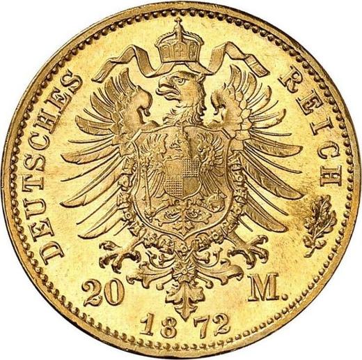 Reverso 20 marcos 1872 D "Sajonia-Meiningen" - valor de la moneda de oro - Alemania, Imperio alemán