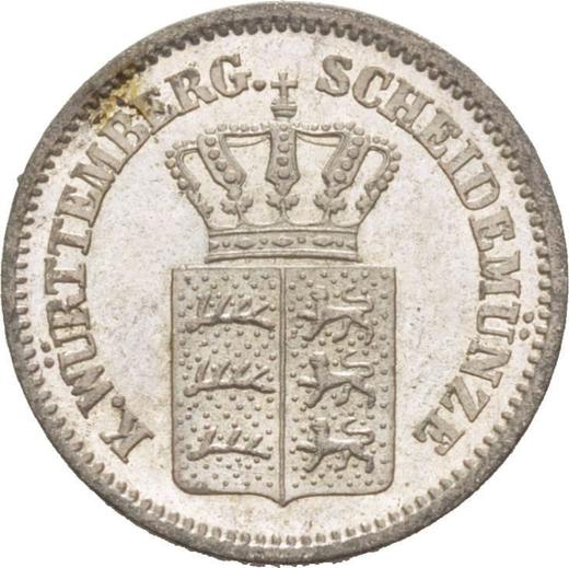 Аверс монеты - 1 крейцер 1871 года - цена серебряной монеты - Вюртемберг, Карл I