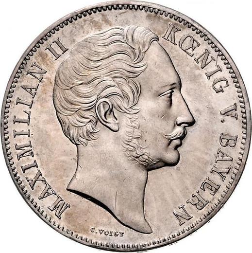 Аверс монеты - 2 талера 1856 года - цена серебряной монеты - Бавария, Максимилиан II
