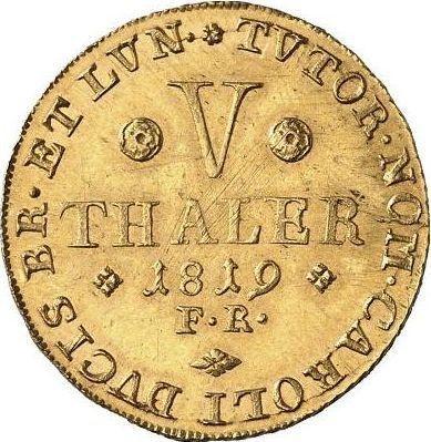 Rewers monety - 5 talarów 1819 FR - cena złotej monety - Brunszwik-Wolfenbüttel, Karol II