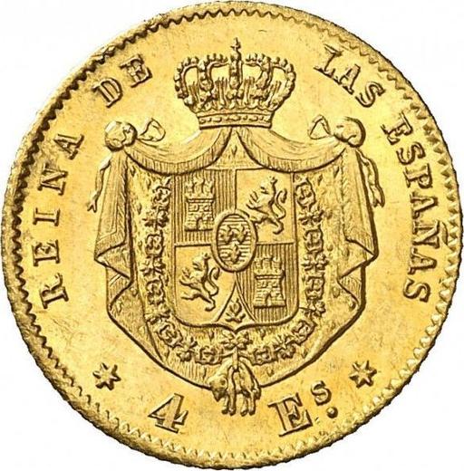Реверс монеты - 4 эскудо 1866 года - цена золотой монеты - Испания, Изабелла II