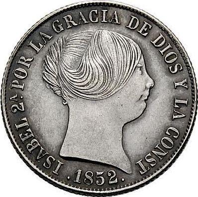 Аверс монеты - 4 реала 1852 года Восьмиконечные звёзды - цена серебряной монеты - Испания, Изабелла II