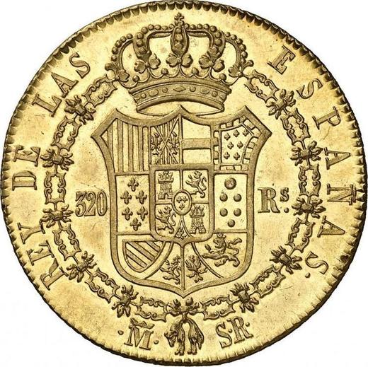 Реверс монеты - 320 реалов 1822 года M SR - цена золотой монеты - Испания, Фердинанд VII
