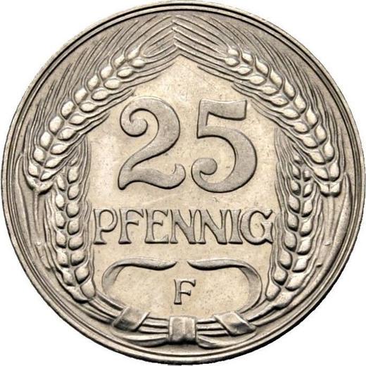 Anverso 25 Pfennige 1910 F "Tipo 1909-1912" - valor de la moneda  - Alemania, Imperio alemán