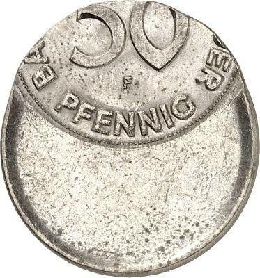 Аверс монеты - 50 пфеннигов 1949-1950 года "Bank deutscher Länder" Смещение штемпеля - цена  монеты - Германия, ФРГ