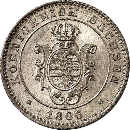 Obverse 2 Neu Groschen 1866 B - Silver Coin Value - Saxony-Albertine, John