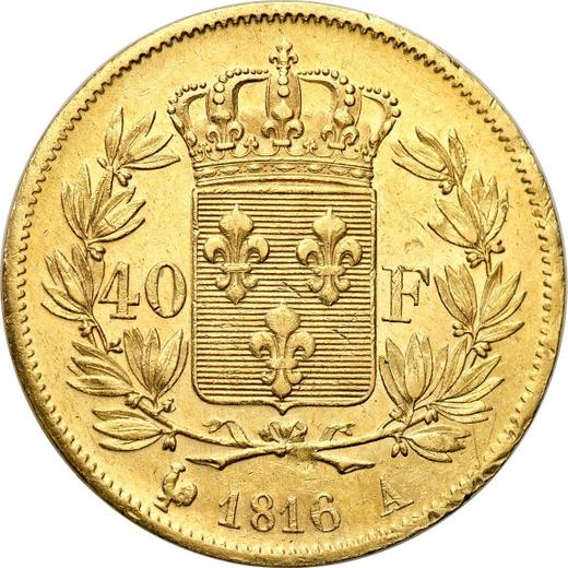 Reverse 40 Francs 1816 A "Type 1816-1824" Paris - Gold Coin Value - France, Louis XVIII