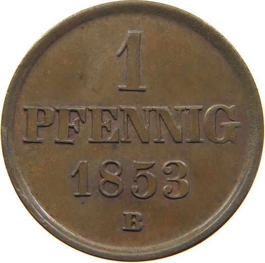 Реверс монеты - 1 пфенниг 1853 года B - цена  монеты - Брауншвейг-Вольфенбюттель, Вильгельм