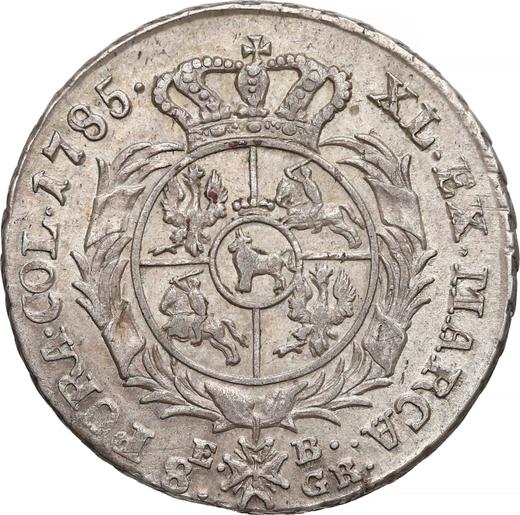Реверс монеты - Двузлотовка (8 грошей) 1785 года EB - цена серебряной монеты - Польша, Станислав II Август