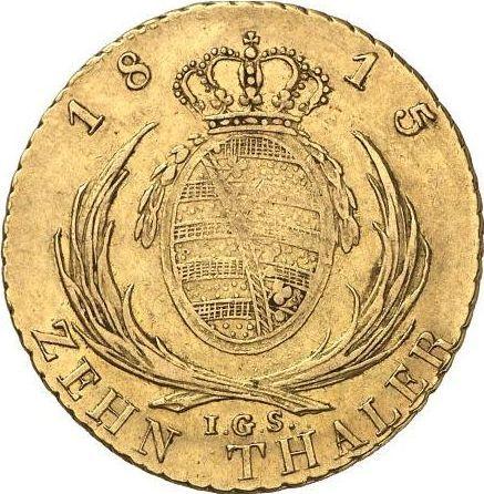 Reverso 10 táleros 1815 I.G.S. - valor de la moneda de oro - Sajonia, Federico Augusto I
