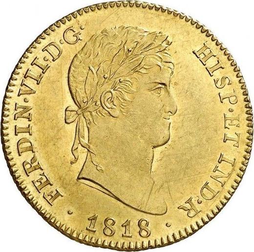 Obverse 4 Escudos 1818 M GJ - Gold Coin Value - Spain, Ferdinand VII