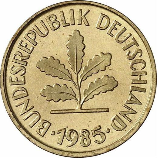 Реверс монеты - 5 пфеннигов 1985 года F - цена  монеты - Германия, ФРГ