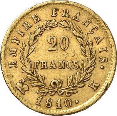 Reverse 20 Francs 1810 K "Type 1809-1815" Bordeaux - France, Napoleon I