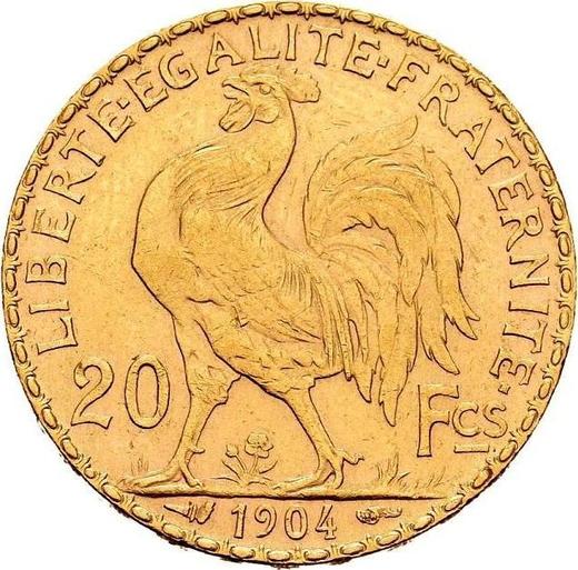 Reverse 20 Francs 1904 A "Type 1899-1906" Paris - France, Third Republic