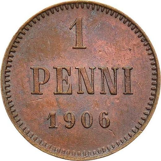 Реверс монеты - 1 пенни 1906 года - цена  монеты - Финляндия, Великое княжество